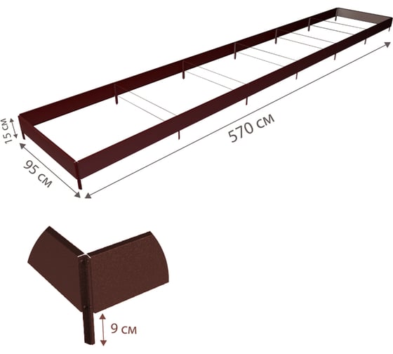 Готовая грядка Delta-Park GX 0.95х5.7 м, коричнево-красная 30020GX_95560Ch