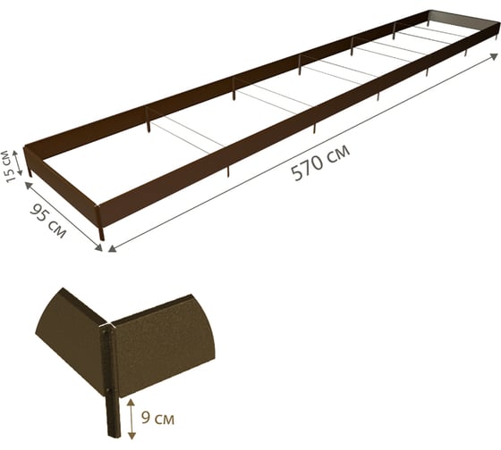 Готовая грядка Delta-Park GX 0.95х5.7 м, коричневая 30020GX_95560Br