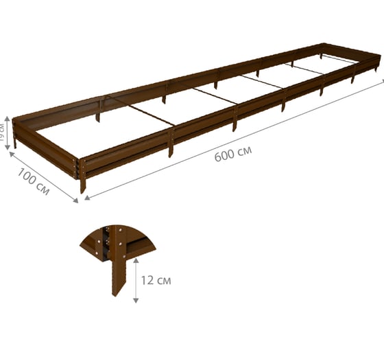 Готовая грядка Delta-Park GL 1х6 м, коричневая 30010_GL16Br