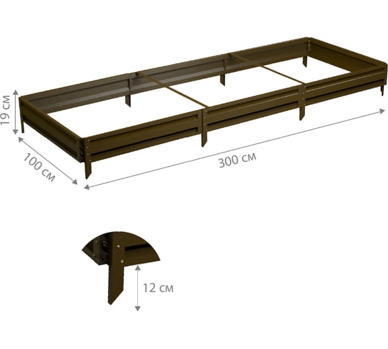 Готовая грядка Delta-Park GL 1х3 м, коричневая 30010_GL13Br