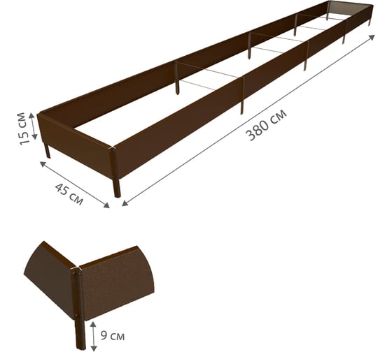 Готовая грядка Delta-Park GX 0.45х3.8 м, коричневая 30020GX_45345Br