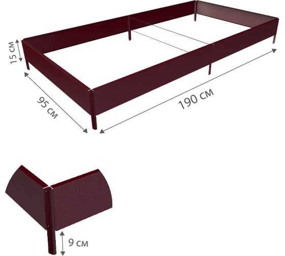 Готовая грядка Delta-Park GX 0.95х1.9 м, коричнево-красная 30020GX_95180Ch