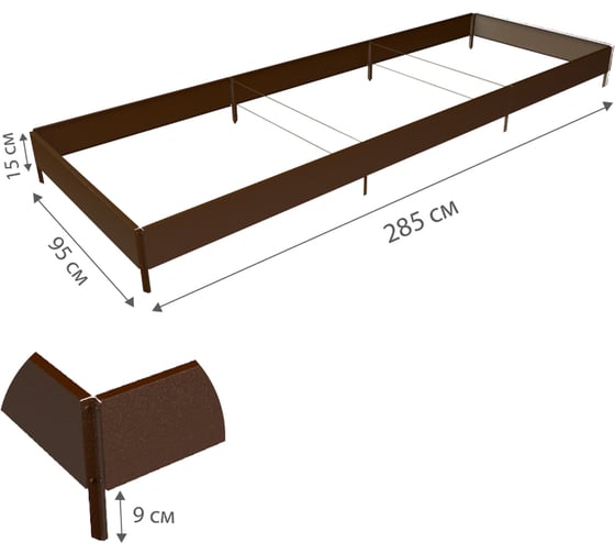Готовая грядка Delta-Park GX 0.95х2.85 м, коричневая 30020GX_95275Br