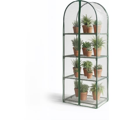 Парник для рассады ГеоПластБорд с чехлом, 59х39х160 см, 4 полки, арка, цвет зеленый TM59.39.160.RG