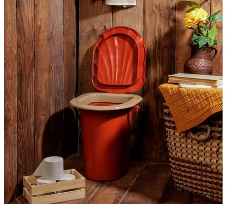 Ведро-туалет СИМАЛЕНД 18 л., съемный стульчак, коричневый 2856284