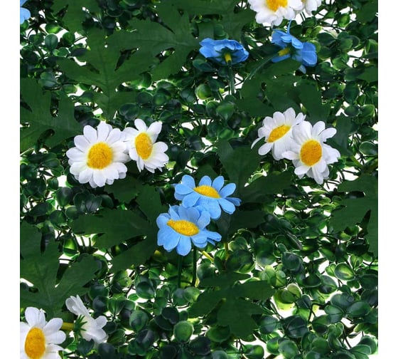 Изгородь искусственная Inbloom Полевые цветы белые/синие, 60x40 см, PE 419-009