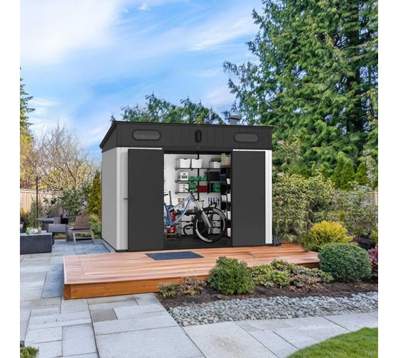Хозяйственный блок Springhouse Smart Villa Pent 10*7, черный/светло-серый (3 коробки) СпрингХауз 1073