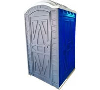 Туалетная кабина ЦентрПласт Эталон бак с площадкой под ноги с деревянным поддоном цвет серый / синий 4660077587154