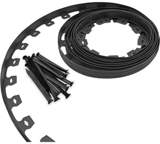 Садовый пластиковый бордюр АНМАКС черный КРОКУС L10000 Н38+30 якорей 6210