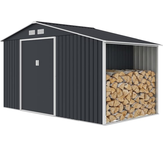Сарай Storage-08-3 темно-серый с белым 342х195х203 см Wotex 3421953