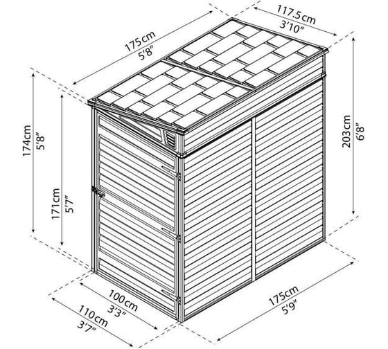 Хозблок Palram SKYLIGHT SHED PENT 4FT(4-6) 704008