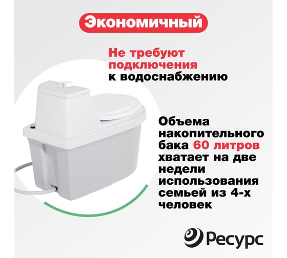 Биотуалет ЦентрПласт КОМПАКТ-М 60 л, 8,5 кг, 720x420x580 мм КА-00000202