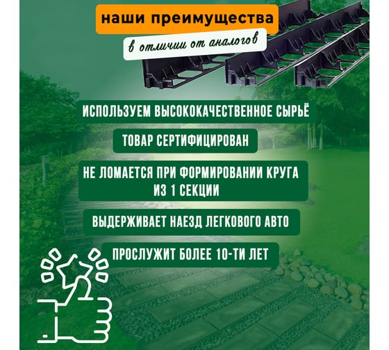 Садовый бордюр ГеоПластБорд h 78 мм длина 8 метров + 32 колышка h 24 см цвет коричневый GPB78.08.32.Br