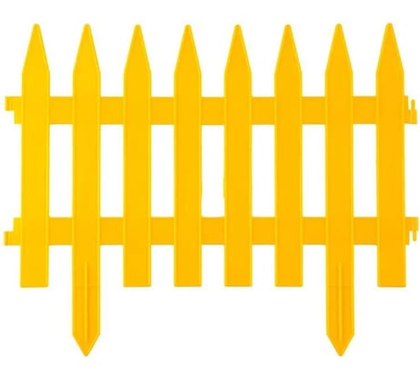 Садовое ограждение ПОЛИМЕРСАД Забор декоративный №1, жёлтое, 7 шт. ПС-ЗД1-желт