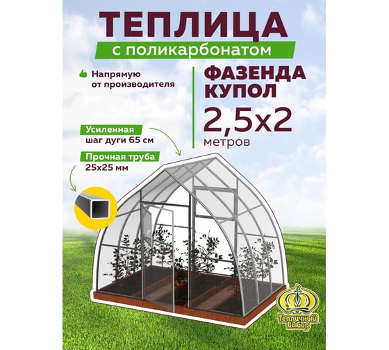 Теплица ТЕПЛИЧНЫЙ ВЫБОР фазенда-2 мини купол оц65 пк-2, 4214