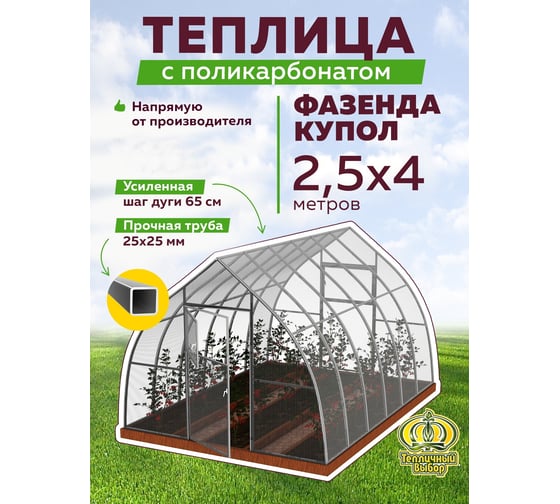 Теплица ТЕПЛИЧНЫЙ ВЫБОР фазенда-4 мини купол оц65 пк-3, 4215