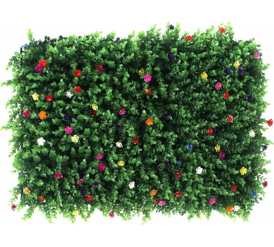Искусственная изгородь INBLOOM 60x40 см Самшит с цветами, полипропилен 172-032
