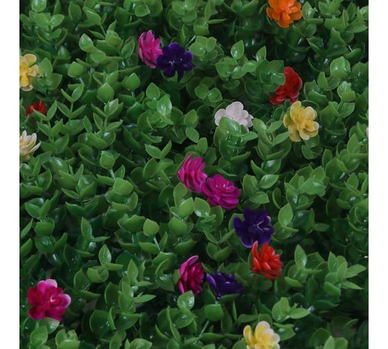 Искусственная изгородь INBLOOM 60x40 см Самшит с цветами, полипропилен 172-032