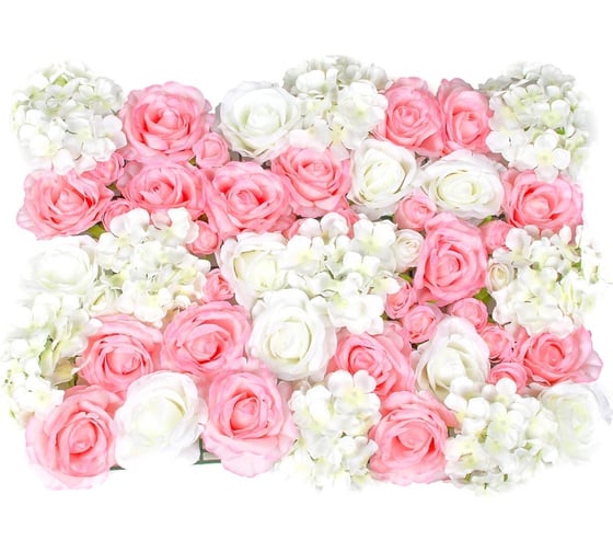 Цветочная изгородь INBLOOM бело-розовая пастель, пластик, полиэстер, 40x60 см 172-071 1
