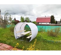 Беседка ТЕПЛИЧНЫЙ ВЫБОР омега пк белый, поликарбонат на крыше 3596