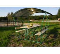 Беседка ТЕПЛИЧНЫЙ ВЫБОР летняя, зеленая, поликарбонат на крыше бронза 4851