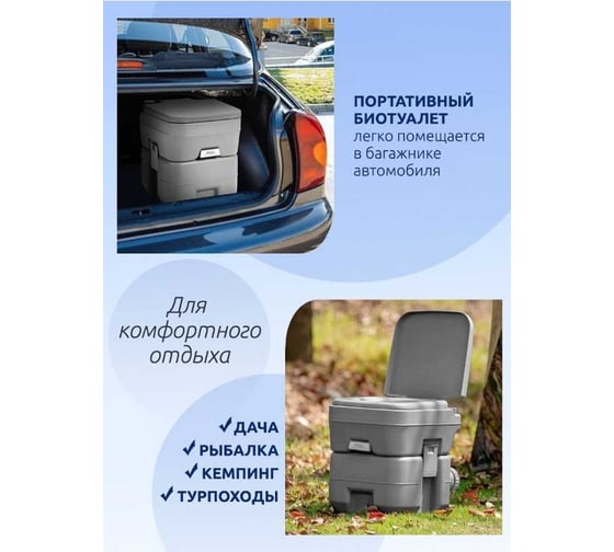 Портативный пластмассовый биотуалет WMS Tools 10 л, смыв-сильфонный насос WMC-PT10-1