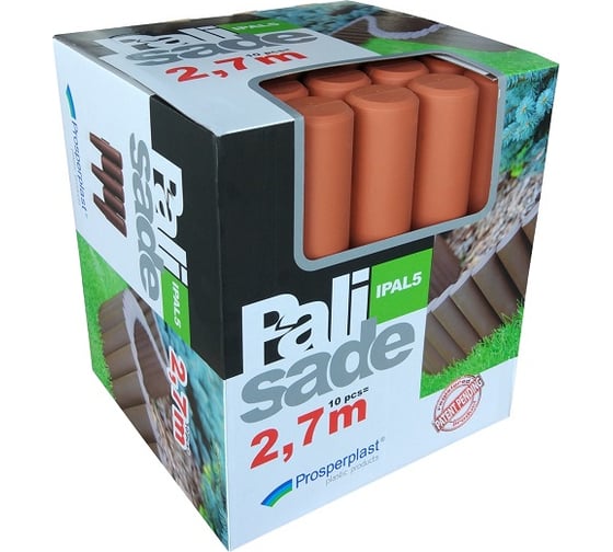 Заборчик для клумбы 2,7м, 10 штук, терракотовый Prosperplast Palisada IPAL5-R624