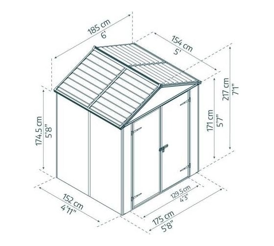 Хозблок Palram Keter RUBIKON 6x5 темно-серый 706787