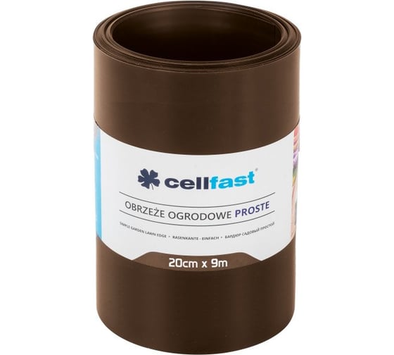 Садовый простой бордюр Cellfast коричневый, 20см x 9м 30-213H