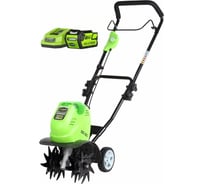 Аккумуляторный культиватор GreenWorks G40TL, 40V, 1хАКБ 4 А.ч, ЗУ 27087VB