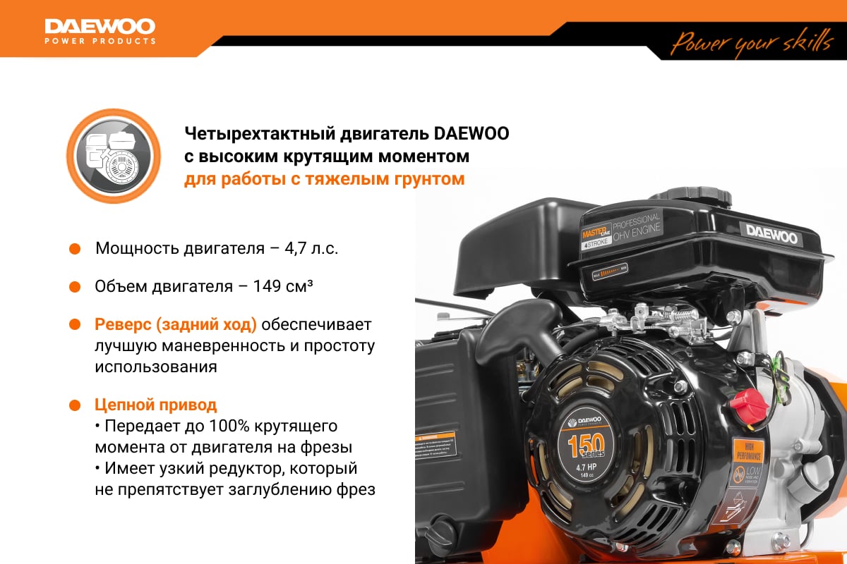 Бензиновый культиватор с реверсом DAEWOO DAT 5055R - выгодная цена .