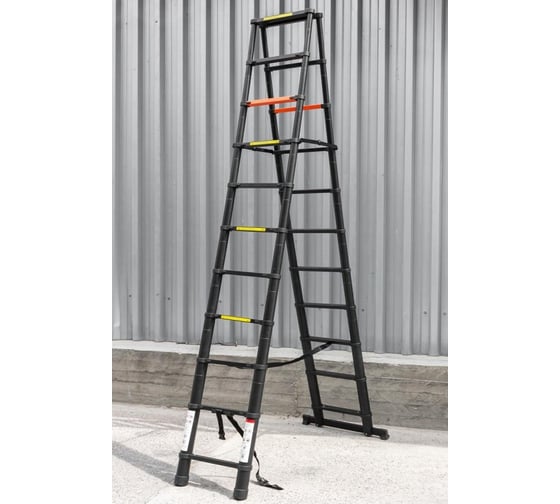 Телескопическая алюминиевая бытовая стремянка Rockforce 3.2м RF-UP320-2