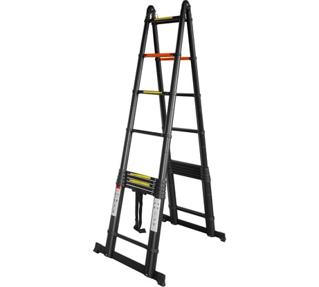 Телескопическая алюминиевая бытовая лестница-стремянка ROCKFORCE 4+4 м RF-UP400-M