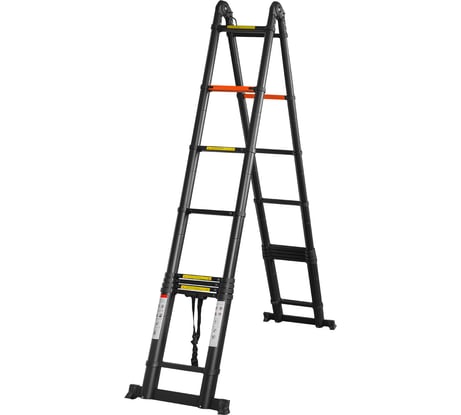 Телескопическая алюминиевая бытовая лестница-стремянка ROCKFORCE 3.6+3.6 м RF-UP360-M