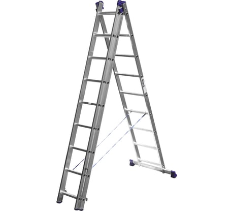 Универсальная трехсекционная лестница со стабилизатором СИБИН 3х9 ступеней 38833-09