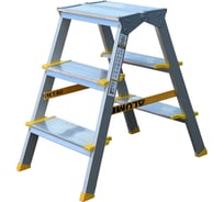Стремянка Алюмет алюминиевая двухсторонняя с анодированным покрытием с широкими ступенями 2х3 ступеней. Серия ASD 5203