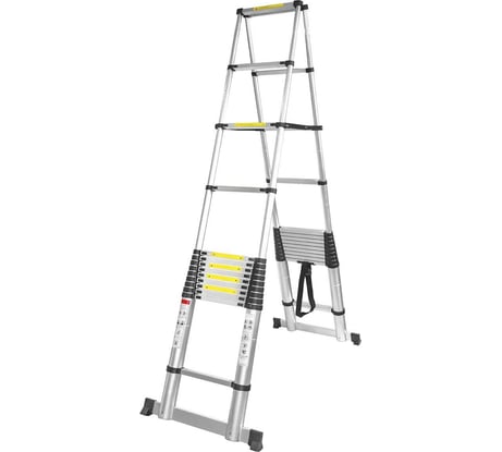 Телескопическая алюминиевая двухсекционная лестница-стремянка Forsage 5.4+5.4 м, 14+14 ступенек F-UP540-2 54180