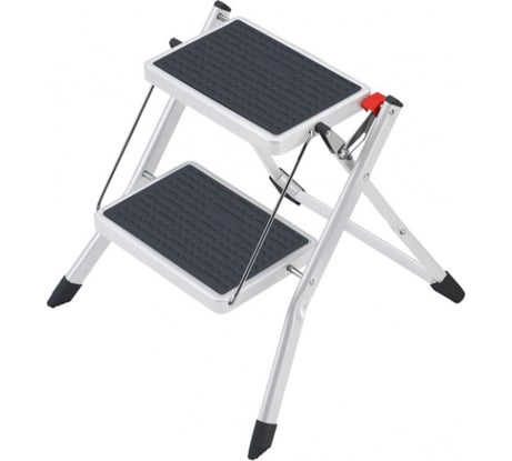 Стальная стремянка Алюмет с широкими ступенями с противоскользящими накладками 2 ступени. Серия MV 02 табурет