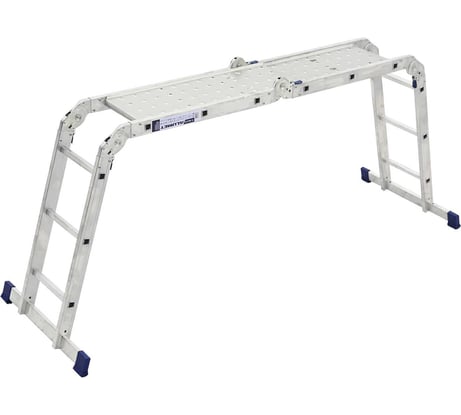 Лестница-трансформер Алюмет четырехсекционная шарнирная с платформой 4х3 ступеней. Серия TL 4033 SP TL4033 SP