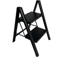 Стремянка стальная АЛЮБЭСТ (черный цвет), 2 ступени, 44см DLS402B