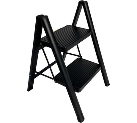 Стремянка стальная АЛЮБЭСТ (черный цвет), 2 ступени, 44см DLS402B