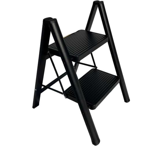 Стремянка стальная АЛЮБЭСТ (черный цвет), 2 ступени, 44см DLS402B 1