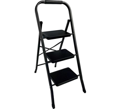 Стремянка стальная АЛЮБЭСТ (черный цвет), 3 ступени, 68.5 см DLS103B