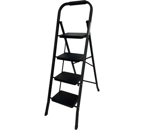 Стремянка стальная АЛЮБЭСТ (черный цвет), 4 ступени, 91 см DLS104B