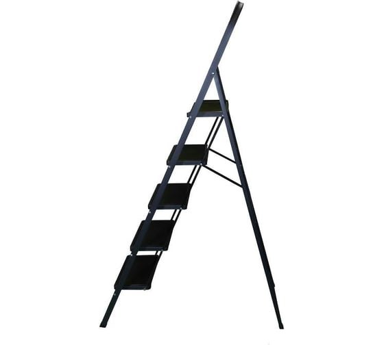 Стремянка стальная SevenBerg чёрная, с пятью широкими ступенями Blacky-5