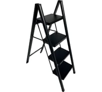 Стальная стремянка АЛЮБЭСТ Lux черный цвет, 4 ступени, 92 см DLS404B