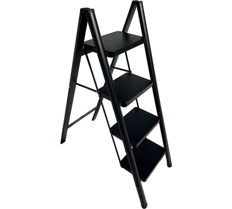 Стальная стремянка АЛЮБЭСТ Lux черный цвет, 4 ступени, 92 см DLS404B