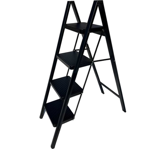 Стальная стремянка АЛЮБЭСТ Lux черный цвет, 4 ступени, 92 см DLS404B