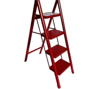 Стальная стремянка АЛЮБЭСТ Lux красный цвет, 4 ступени, 92 см DLS404R