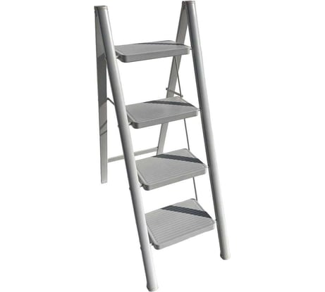 Стальная стремянка АЛЮБЭСТ серия lux модель (белый цвет), 4 ступени, 92 см DLS404W
